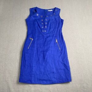 Mariely Women's Dress size 38 blue‎ Short Sleeve Zipper Knee Length.